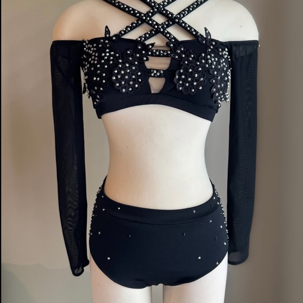 Black Couture Two-Piece Dance Costume